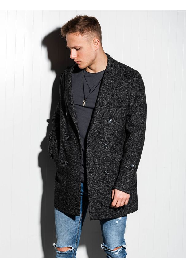 Czarny płaszcz Ombre Clothing elegancki, na wiosnę