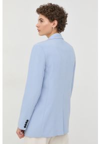 Bruuns Bazaar marynarka kolor niebieski jednorzędowa gładka. Okazja: na co dzień. Kolor: niebieski. Materiał: włókno, wiskoza, materiał. Wzór: gładki. Styl: casual, klasyczny #3