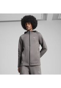 Puma - Męska rozpinana bluza z kapturem EVOSTRIPE PUMA Cast Iron Gray. Typ kołnierza: kaptur. Kolor: szary. Sport: bieganie