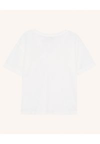 JENESEQUA - Biały lniany T-shirt Valette. Typ kołnierza: dekolt w serek. Kolor: biały. Materiał: len. Wzór: haft