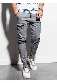 Ombre Clothing - Spodnie męskie joggery P997 - szare - XXL. Kolor: szary. Materiał: bawełna, elastan #1