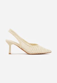 Renee - Żółte Plecione Czółenka Slingback na Szpilce z Ażurową Cholewką Hibiscae. Okazja: na co dzień. Kolor: żółty. Materiał: jeans. Szerokość cholewki: normalna. Wzór: ażurowy. Sezon: wiosna. Obcas: na szpilce. Styl: wizytowy, casual, elegancki #8