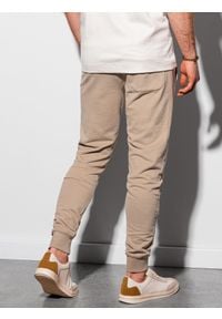 Ombre Clothing - Spodnie męskie dresowe joggery P948 - beżowe - XXL. Kolor: beżowy. Materiał: dresówka #4