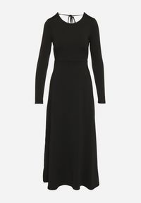 Born2be - Czarna Rozkloszowana Sukienka z Wiskozą z Odkrytymi Plecami i Wiązaniem Irellisa. Okazja: na co dzień. Kolor: czarny. Materiał: wiskoza. Styl: elegancki, casual #7