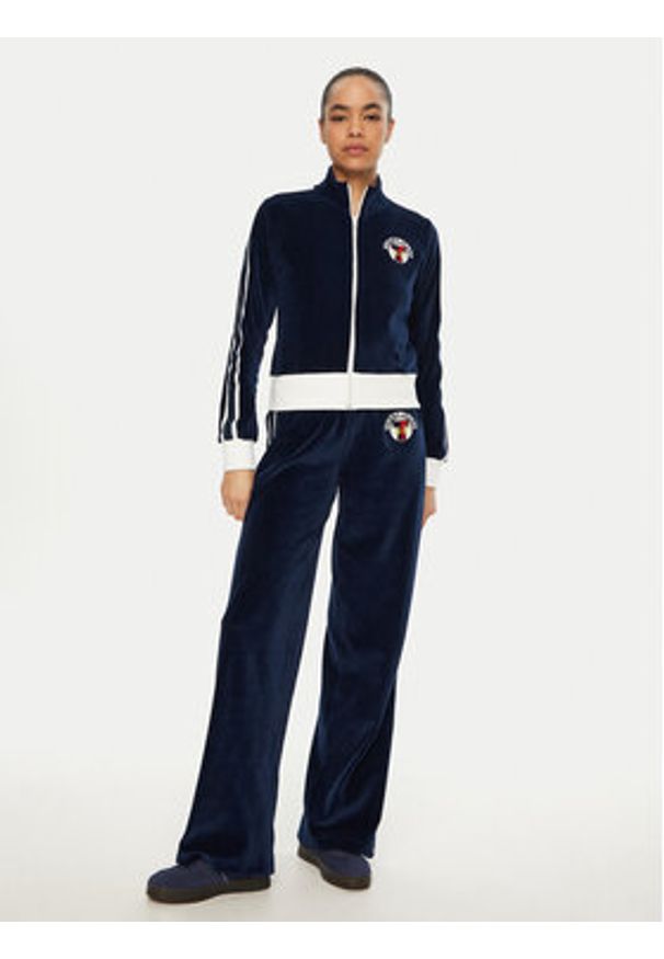 Tommy Jeans Bluza Velvet DW0DW20565 Granatowy Slim Fit. Kolor: niebieski. Materiał: bawełna