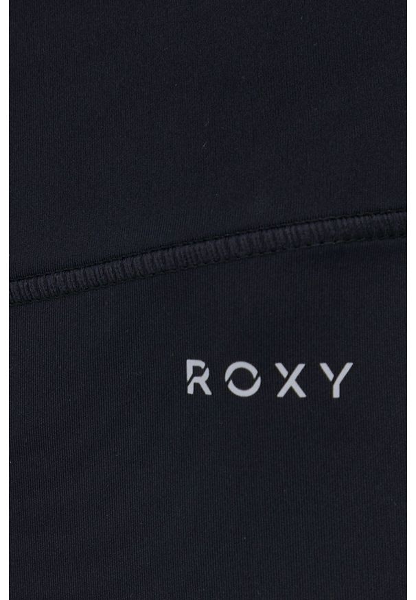 Roxy szorty treningowe Keep Loving Love damskie kolor czarny wzorzyste high waist. Stan: podwyższony. Kolor: czarny. Materiał: skóra, materiał, włókno