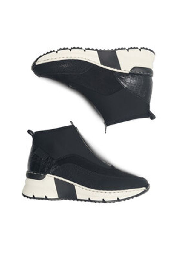 Rieker Botki N6352-00 Czarny. Kolor: czarny. Materiał: skóra