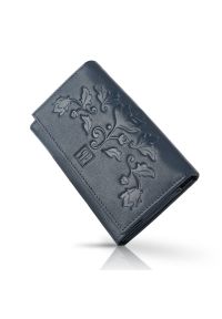 Portfel skórzany PAOLO PERUZZI T-45-DB granatowy. Kolor: niebieski. Materiał: skóra. Wzór: kwiaty #1