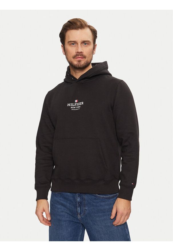 TOMMY HILFIGER - Tommy Hilfiger Bluza MW0MW39050 Czarny Regular Fit. Kolor: czarny. Materiał: syntetyk, bawełna