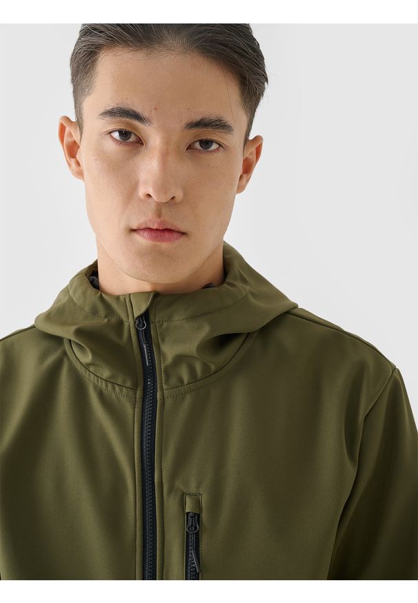 4f - 4F Kurtka softshell wiatroodporna membrana 8000 męska - khaki XL. Typ kołnierza: kaptur. Kolor: oliwkowy, brązowy, wielokolorowy. Materiał: softshell. Technologia: Windstopper. Sport: wspinaczka