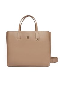 TOMMY HILFIGER - Tommy Hilfiger Torebka Th Distinct Satchel AW0AW17463 Beżowy. Kolor: beżowy. Materiał: skórzane