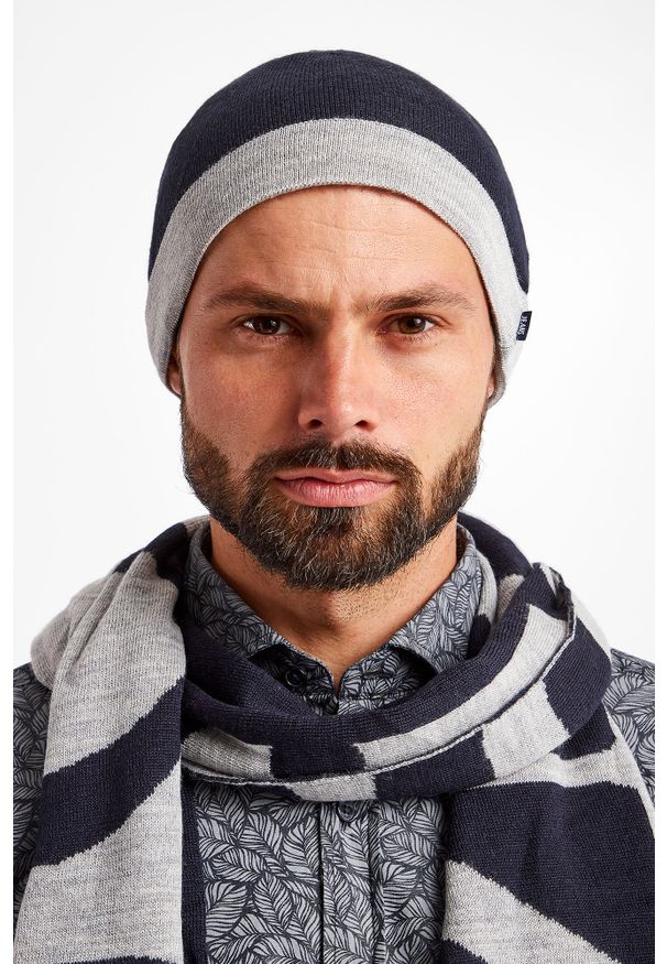 JOOP! Jeans - KOMPLET SZAL + CZAPKA JOOP! JEANS. Materiał: tkanina, wełna. Wzór: napisy