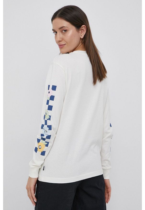 Vans longsleeve bawełniany kolor beżowy. Okazja: na co dzień. Kolor: beżowy. Materiał: bawełna. Długość rękawa: długi rękaw. Styl: casual