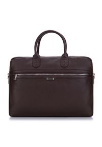 Wittchen - Męska torba na laptopa 13”/14” skórzana dwukomorowa brązowa. Kolor: brązowy. Materiał: skóra. Wzór: haft. Styl: klasyczny, elegancki #1
