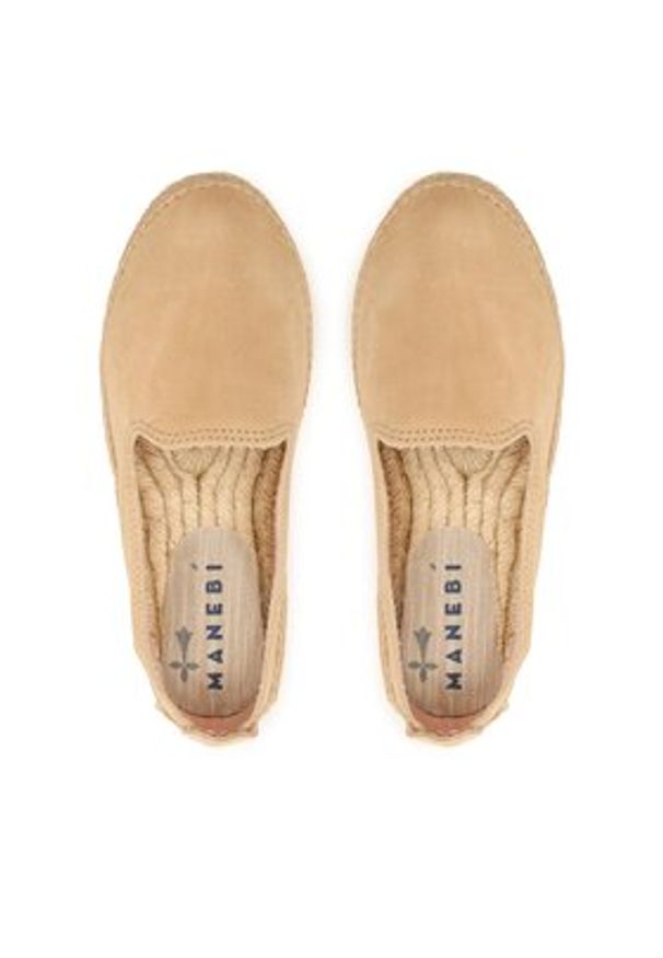 Manebi Espadryle Suede Flat Espadrilles Beżowy. Kolor: beżowy. Materiał: zamsz, skóra