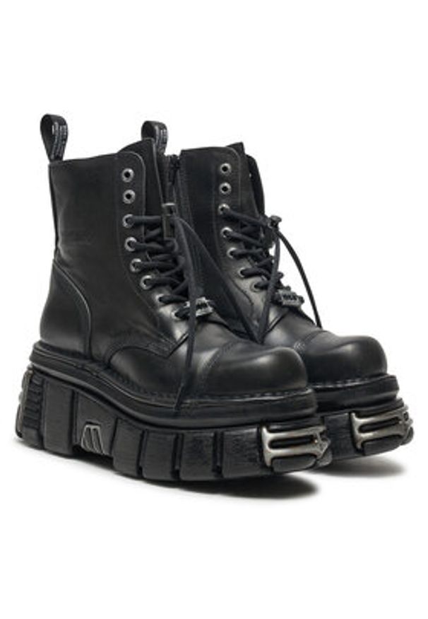 NEW ROCK Glany M-NEWMILI083-S37 Czarny. Kolor: czarny. Materiał: skóra. Styl: rockowy