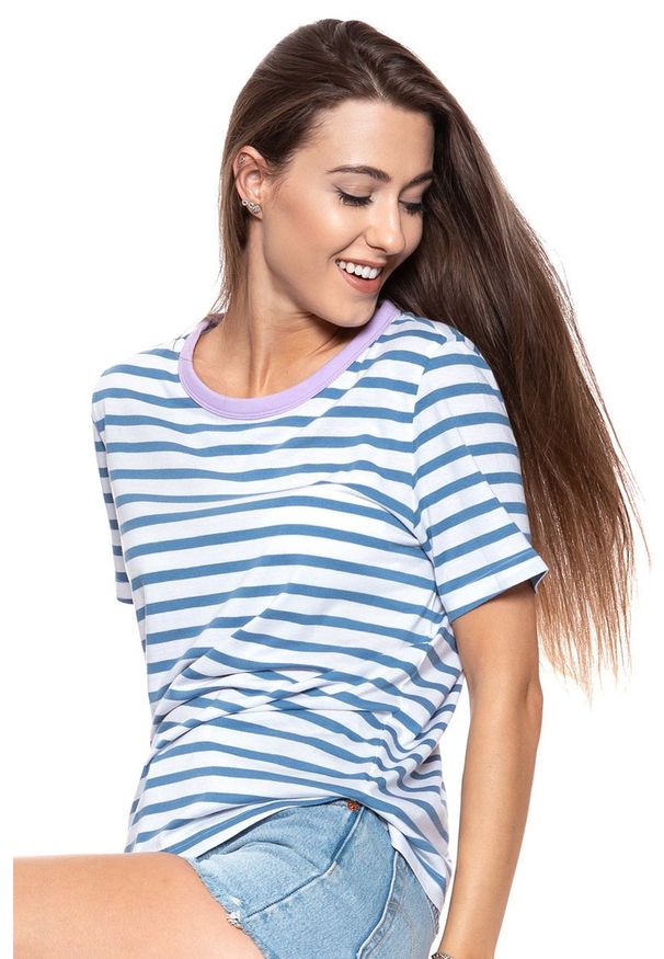 Mustang - MUSTANG T SHIRT DAMSKI Alina Stripe Tee 1009421 11720. Wzór: paski