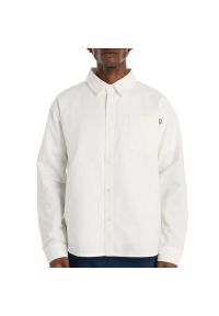 Koszula męska New Balance MT53523RFN - biała. Typ kołnierza: kołnierzyk klasyczny. Kolor: biały. Materiał: poliester, dresówka, materiał, bawełna #1