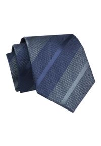 Alties - Krawat - ALTIES - Granatowe Paski. Kolor: niebieski. Materiał: tkanina. Wzór: paski. Styl: elegancki, wizytowy