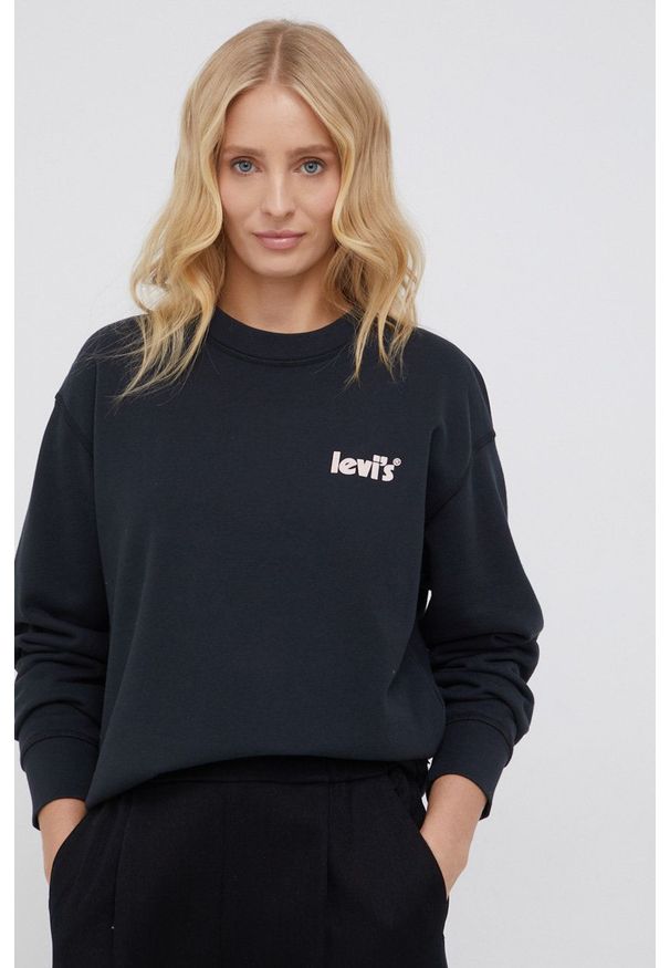 Levi's® - Levi's Bluza bawełniana damska kolor czarny gładka. Okazja: na spotkanie biznesowe. Kolor: czarny. Materiał: bawełna. Wzór: gładki. Styl: biznesowy