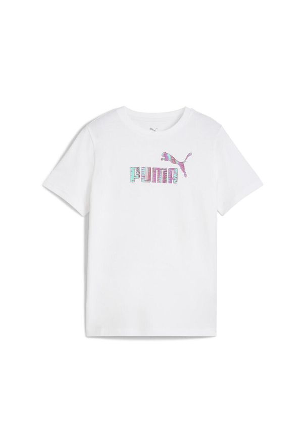 Puma - Młodzieżowa koszulka Essentials Nature 2.0 PUMA White. Kolor: biały. Wzór: nadruk