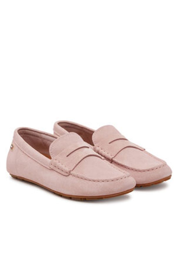 TOMMY HILFIGER - Tommy Hilfiger Mokasyny Flag Soft Suede Driver Loafer FW0FW08558 Różowy. Kolor: różowy. Materiał: zamsz, skóra