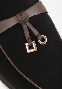 Born2be - Czarne Eleganckie Mokasyny VICES z Imitacji Zamszu ze Skórzaną Wkładką Jaenith. Okazja: na co dzień, na spotkanie biznesowe. Kolor: czarny. Materiał: zamsz, skóra. Wzór: aplikacja. Styl: elegancki #2