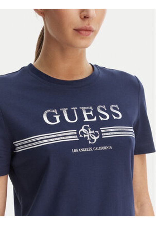 Guess T-Shirt V6GI07 K2968 Granatowy Regular Fit. Kolor: niebieski. Materiał: bawełna