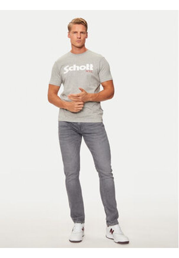 SCHOTT N.Y.C. T-Shirt TSLOGO Szary Regular Fit. Kolor: szary. Materiał: bawełna