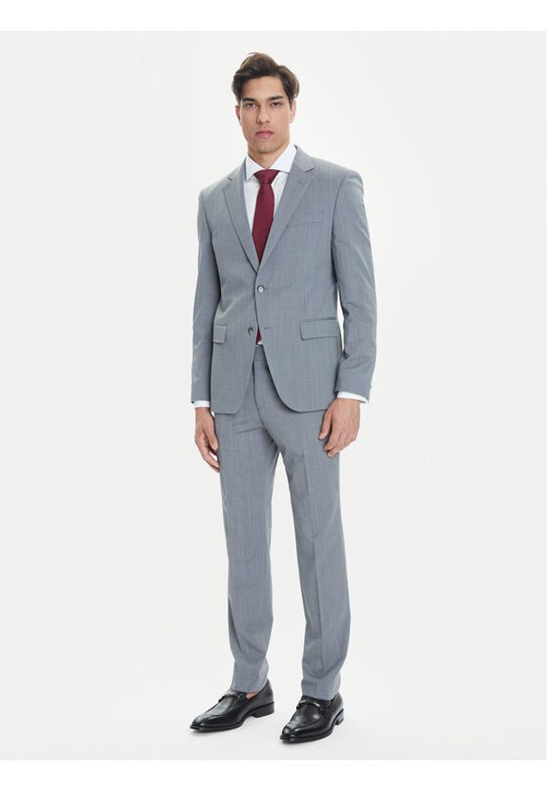 BOSS Garnitur H-Huge 50546087 Szary Slim Fit. Kolor: szary. Materiał: syntetyk, wełna