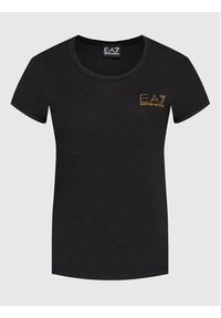 EA7 Emporio Armani T-Shirt 8NTT65 TJDQZ 1200 Czarny Slim Fit. Kolor: czarny. Materiał: bawełna