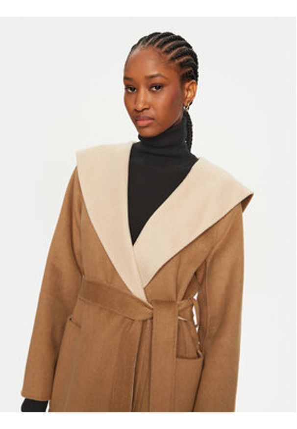 MICHAEL Michael Kors Płaszcz wełniany 77B6510M22 Beżowy Regular Fit. Kolor: beżowy. Materiał: syntetyk