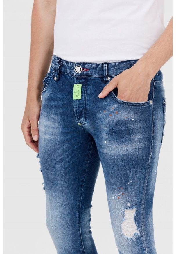 Philipp Plein - PHILIPP PLEIN Niebieskie męskie jeansy. Kolor: niebieski