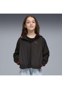 Puma - Młodzieżowa wiatrówka z podszewką z polaru PUMA Black. Kolor: czarny. Materiał: polar. Sport: bieganie
