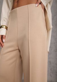 Renee - Beżowe Bawełniano-Wiskozowe Spodnie o Eleganckim Kroju w Kant Tinawre. Okazja: na co dzień. Kolor: beżowy. Materiał: wiskoza, bawełna. Wzór: gładki. Styl: elegancki #7