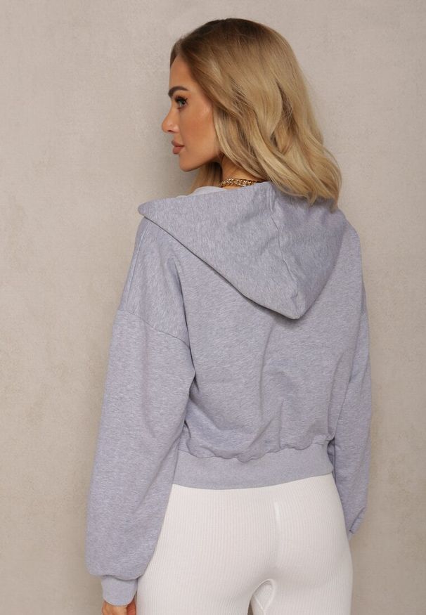 Renee - Szara Bluza Rozpinana z Wyszytą Emotką i Kapturem Cornoria. Kolor: szary. Materiał: dzianina
