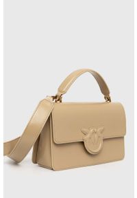 Pinko torebka skórzana kolor beżowy. Kolor: beżowy. Materiał: skórzane #5