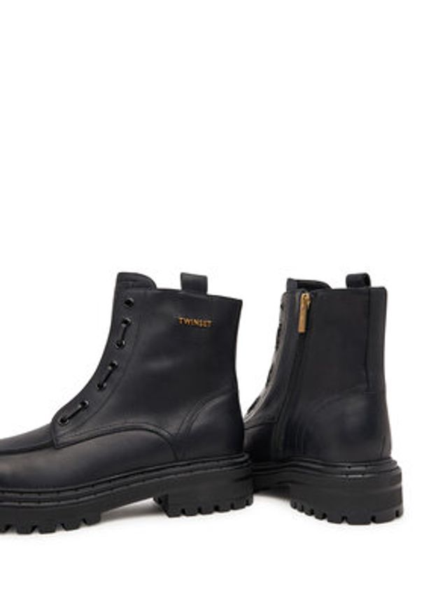 TwinSet - TWINSET Botki 252TCP184 Czarny. Kolor: czarny. Materiał: skóra