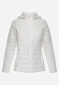 Renee - Biała Przejściowa Kurtka z Pikowaniem Elastycznymi Wstawkami i Kapturem Fezilina. Okazja: na co dzień. Kolor: biały. Materiał: jeans, nylon. Styl: casual, sportowy #6