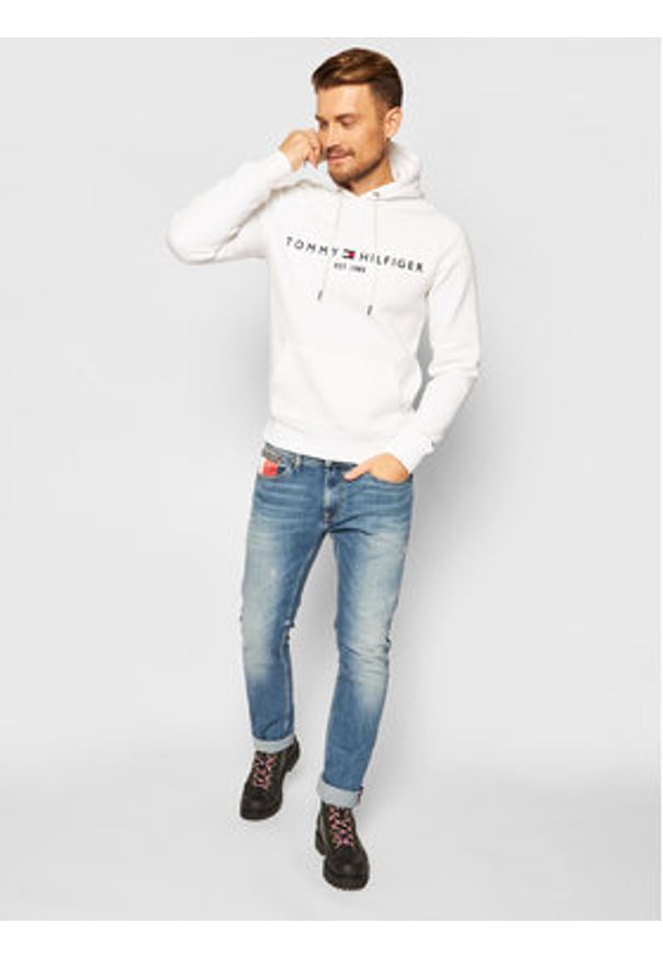 TOMMY HILFIGER - Tommy Hilfiger Bluza Logo MW0MW11599 Biały Regular Fit. Kolor: biały. Materiał: syntetyk