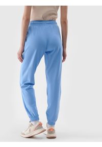 4f - 4F Spodnie dresowe joggery damskie - niebieskie XL. Kolor: niebieski. Materiał: dresówka. Wzór: gładki, ze splotem