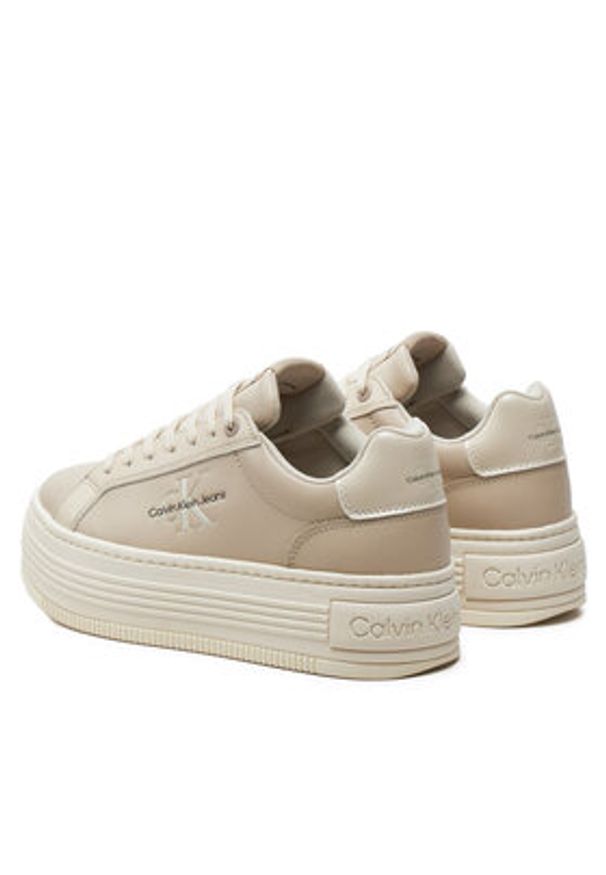 Calvin Klein Jeans Sneakersy Bold Platf Low Lace Lth Ml Mtl YW0YW01516 Beżowy. Kolor: beżowy. Materiał: skóra