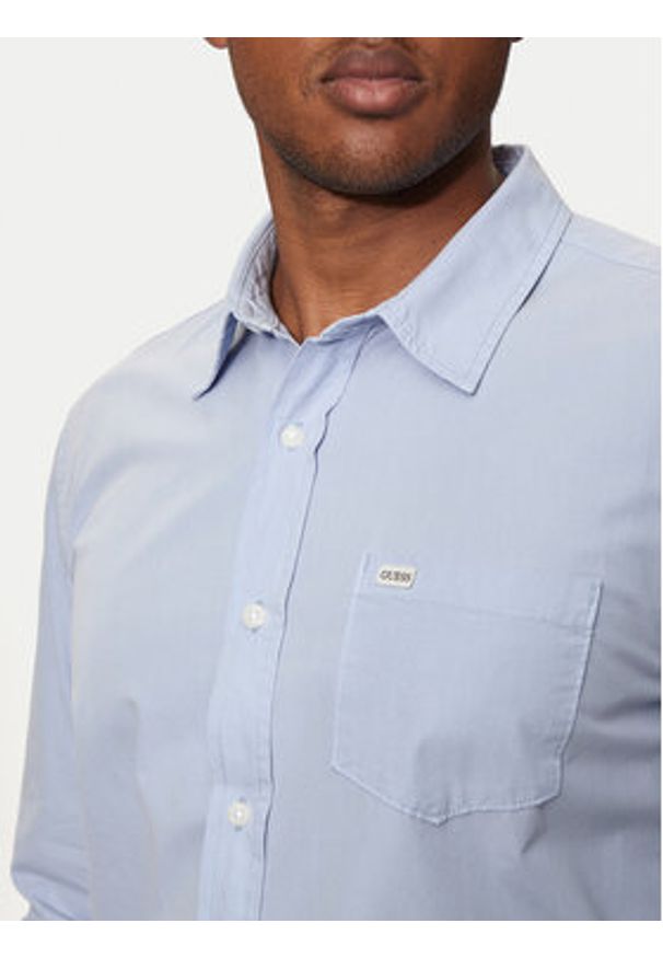 Guess Jeans Koszula M4YH35 WGCF1 Błękitny Slim Fit. Kolor: niebieski. Materiał: bawełna