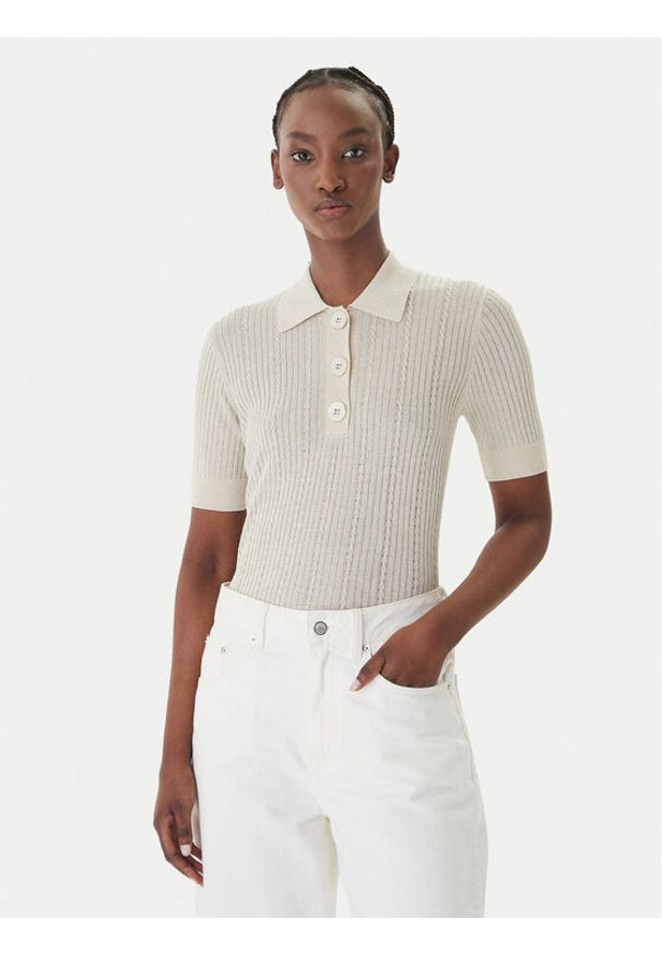 Liu Jo Polo WA6285 MS46J Beżowy Slim Fit. Typ kołnierza: polo. Kolor: beżowy. Materiał: wiskoza