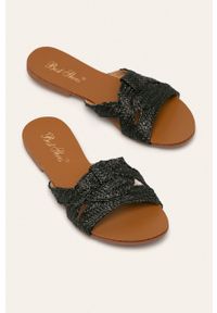 ANSWEAR - Answear - Klapki Best Shoes. Kolor: czarny. Materiał: syntetyk, materiał, guma. Wzór: gładki. Obcas: na obcasie. Wysokość obcasa: średni, niski #2