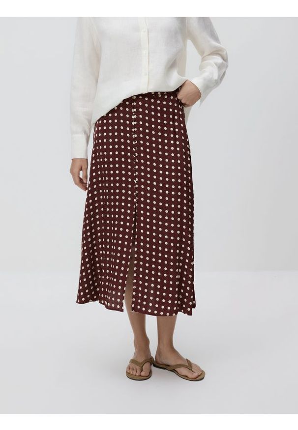 Reserved - Spódnica midi z wiskozy - wielobarwny. Materiał: wiskoza