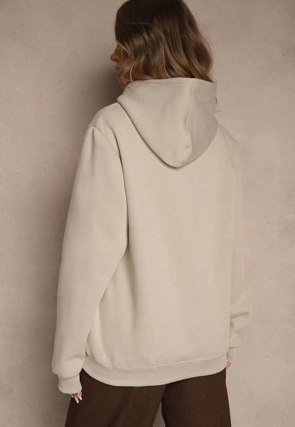 Renee - Beżowa Bluza z Kapturem Ozdobiona Ściągaczami Invila. Okazja: na co dzień. Typ kołnierza: kaptur. Kolor: beżowy. Wzór: aplikacja. Styl: casual, elegancki