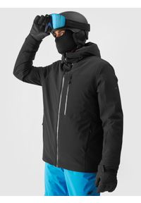 4f - 4F Kurtka narciarska membrana 15000 męska - czarna XL. Typ kołnierza: kaptur. Kolor: czarny. Materiał: poliester, tkanina, materiał, włókno, dzianina. Długość: długie. Wzór: aplikacja. Sezon: zima. Styl: klasyczny #1