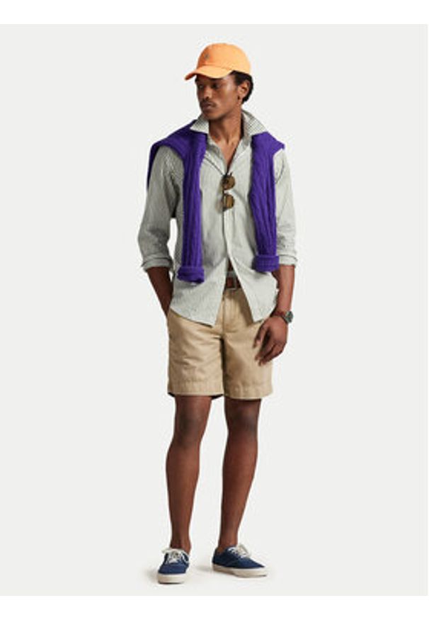 Polo Ralph Lauren Koszula 710B15595009 Zielony Custom Fit. Typ kołnierza: polo. Kolor: zielony. Materiał: bawełna