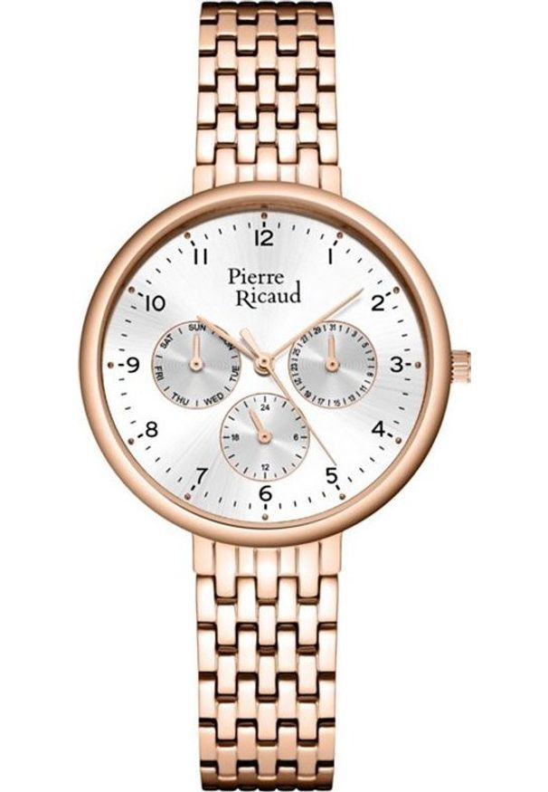 Zegarek Pierre Ricaud Zegarek damski Pierre Ricaud P22089.9123QF różowe złoto. Kolor: złoty, wielokolorowy, różowy